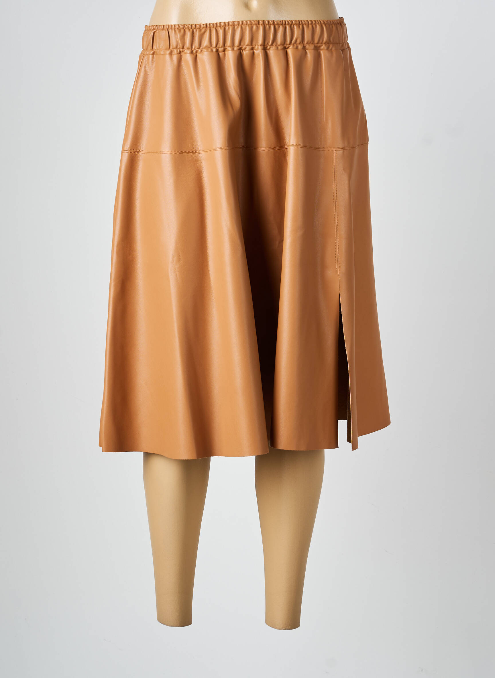 Jupe mi-longue stretch marron SENES femme