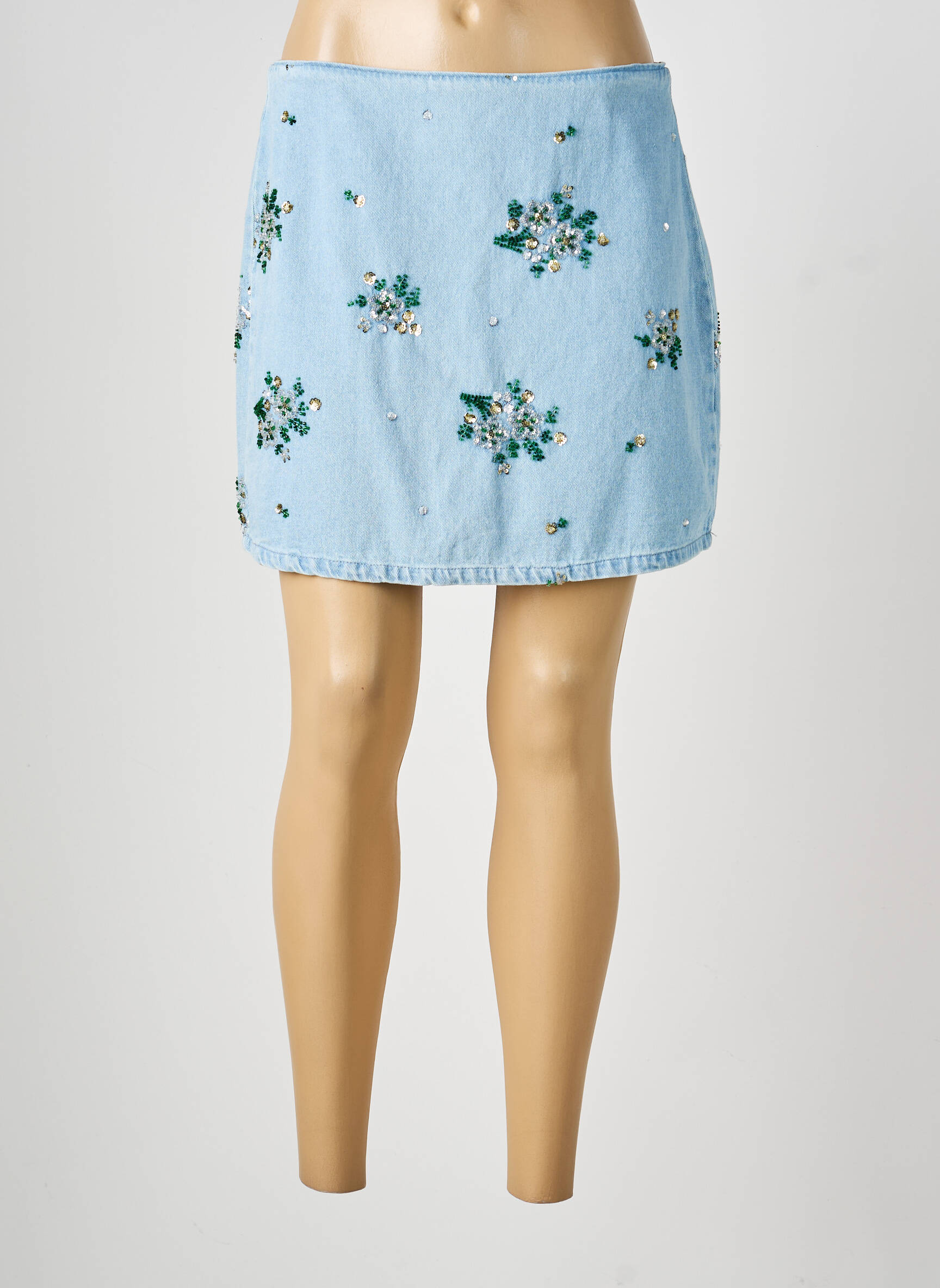 Jupe courte fermeture zippée au dos bleu DAPHNEA femme