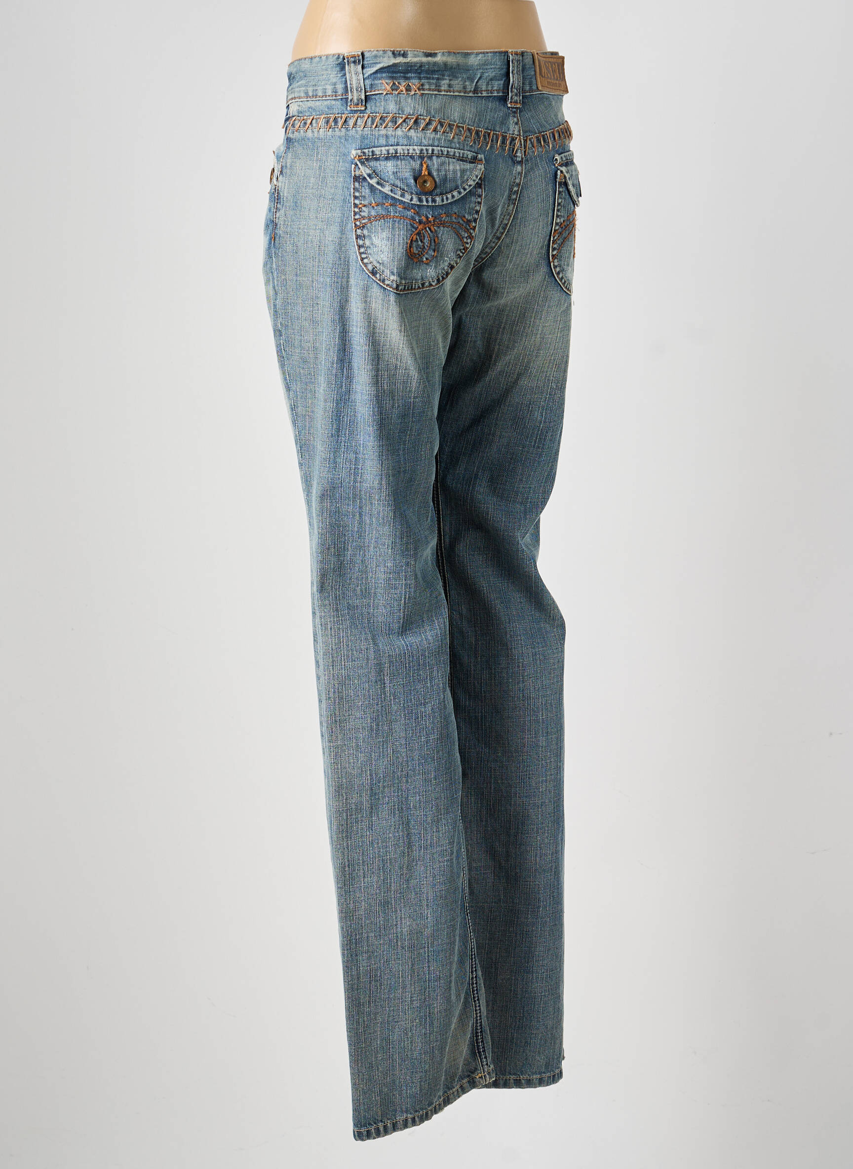 Jeans coupe droite taille normale taille normale bleu USED JEANS femme