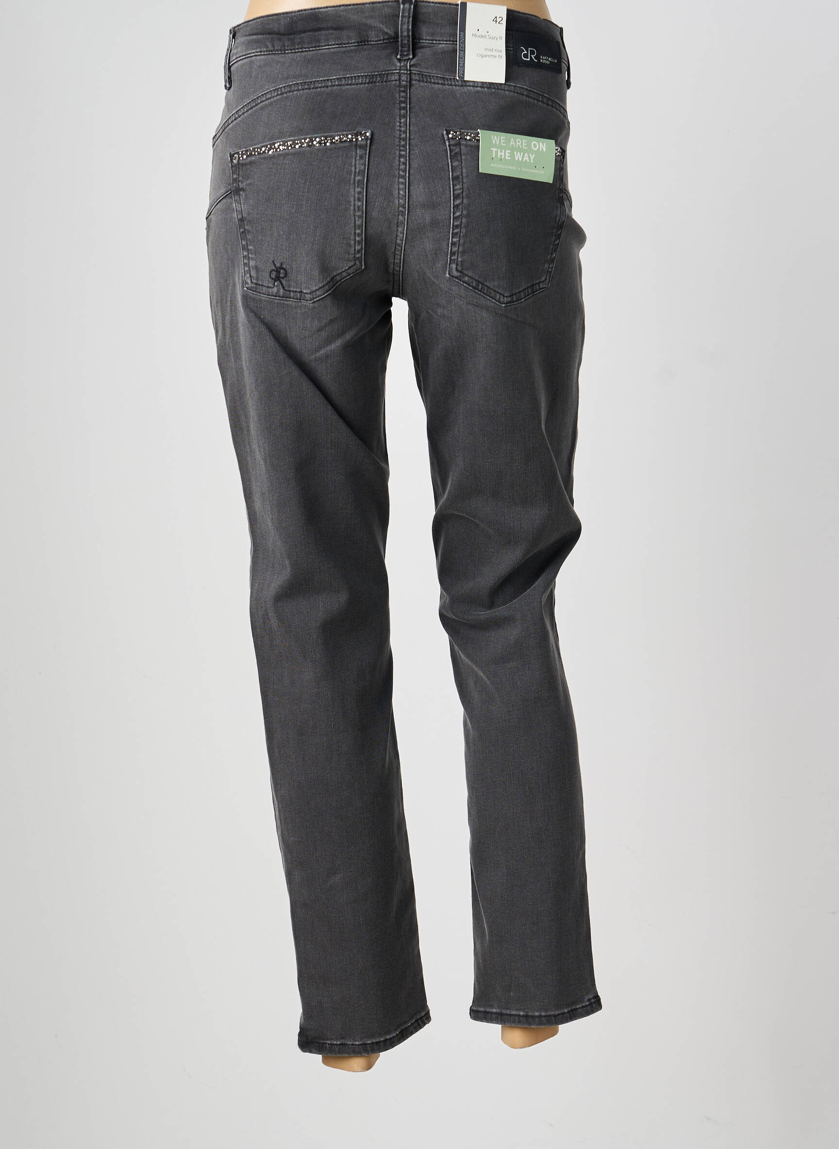 Jeans coupe droite stretch taille normale gris RAFFAELLO ROSSI femme