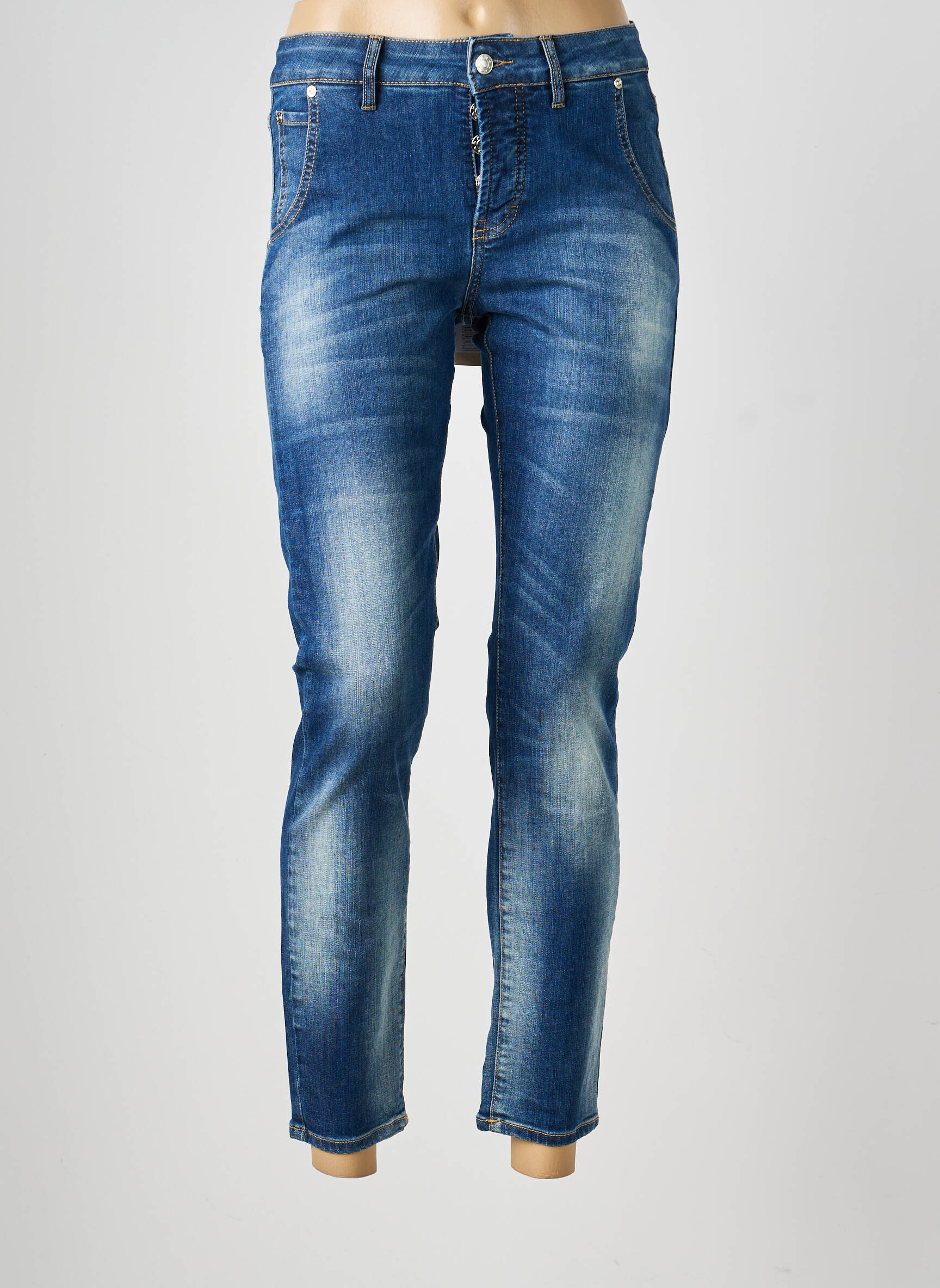 Jeans coupe slim stretch taille normale bleu INDIES femme