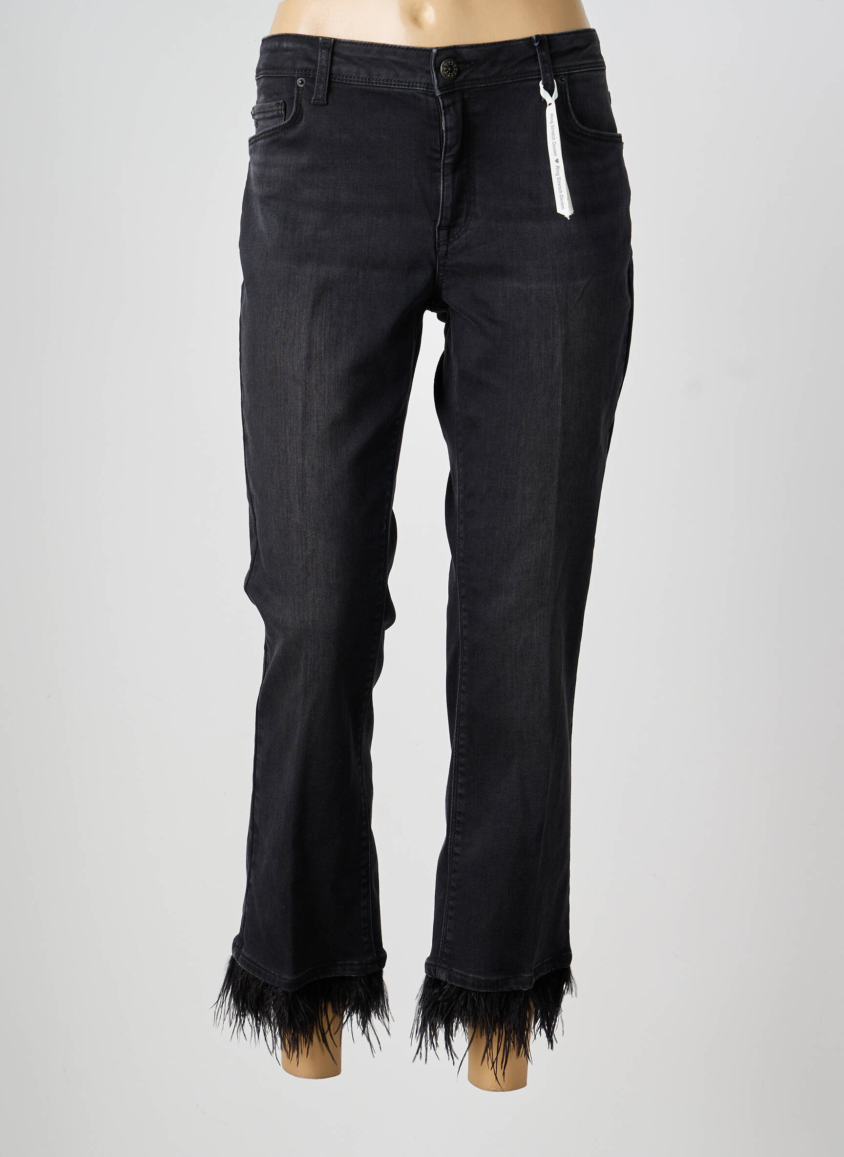 Jeans coupe droite stretch taille normale noir RAFFAELLO ROSSI femme