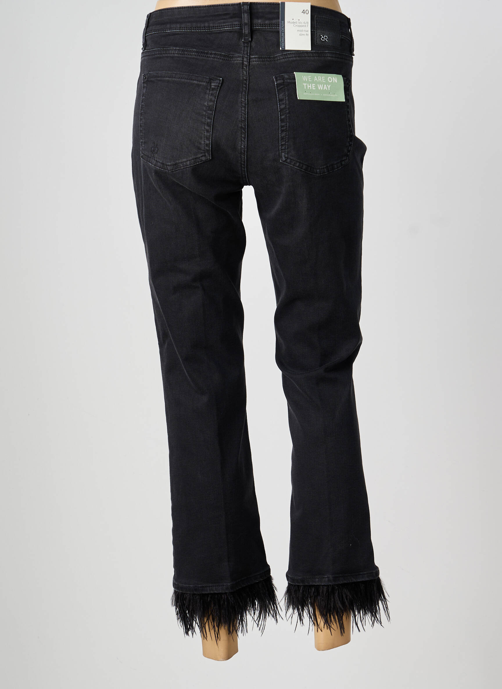Jeans coupe droite stretch taille normale noir RAFFAELLO ROSSI femme