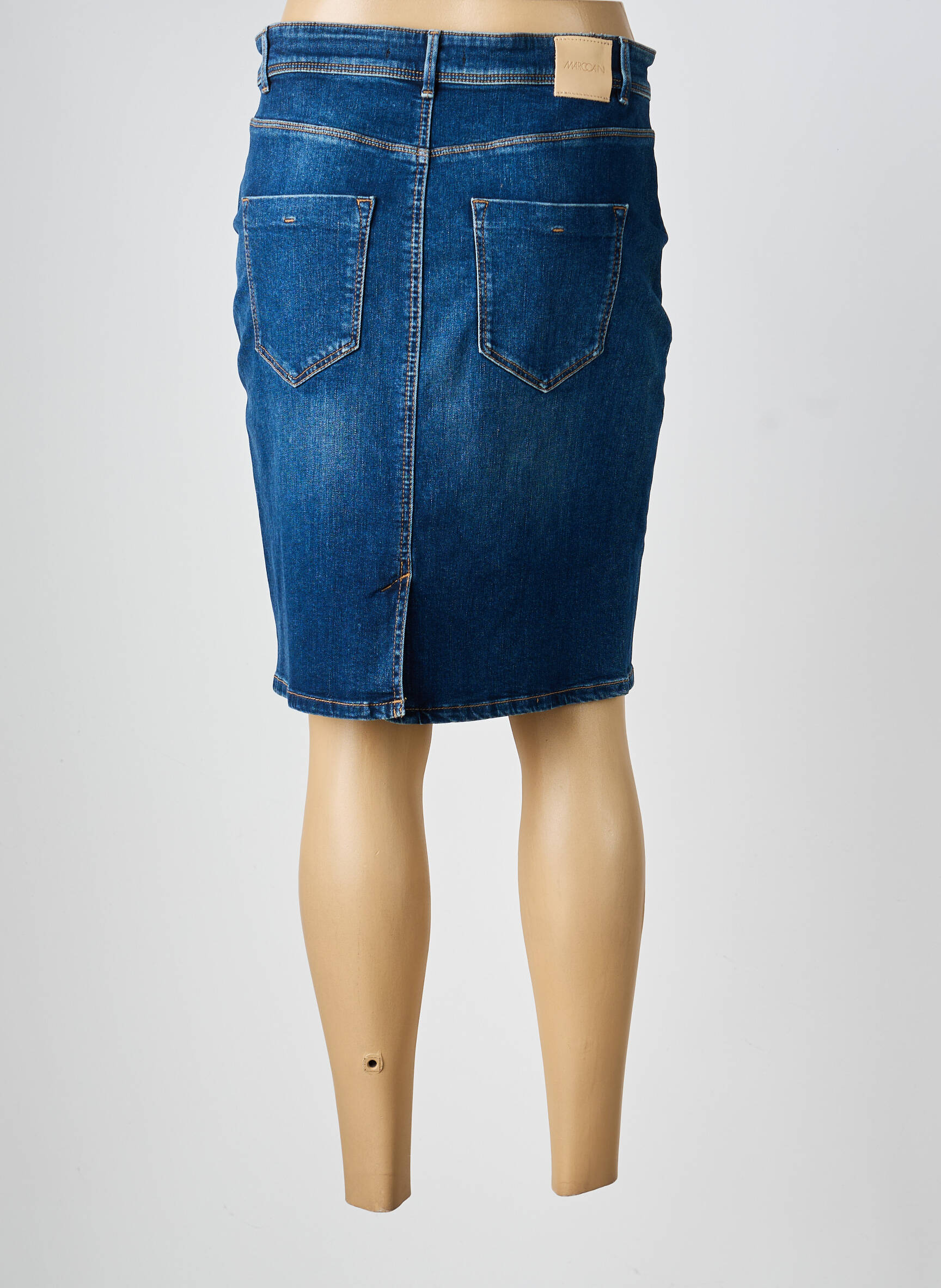 Jupe mi-longue stretch bleu MARC CAIN femme