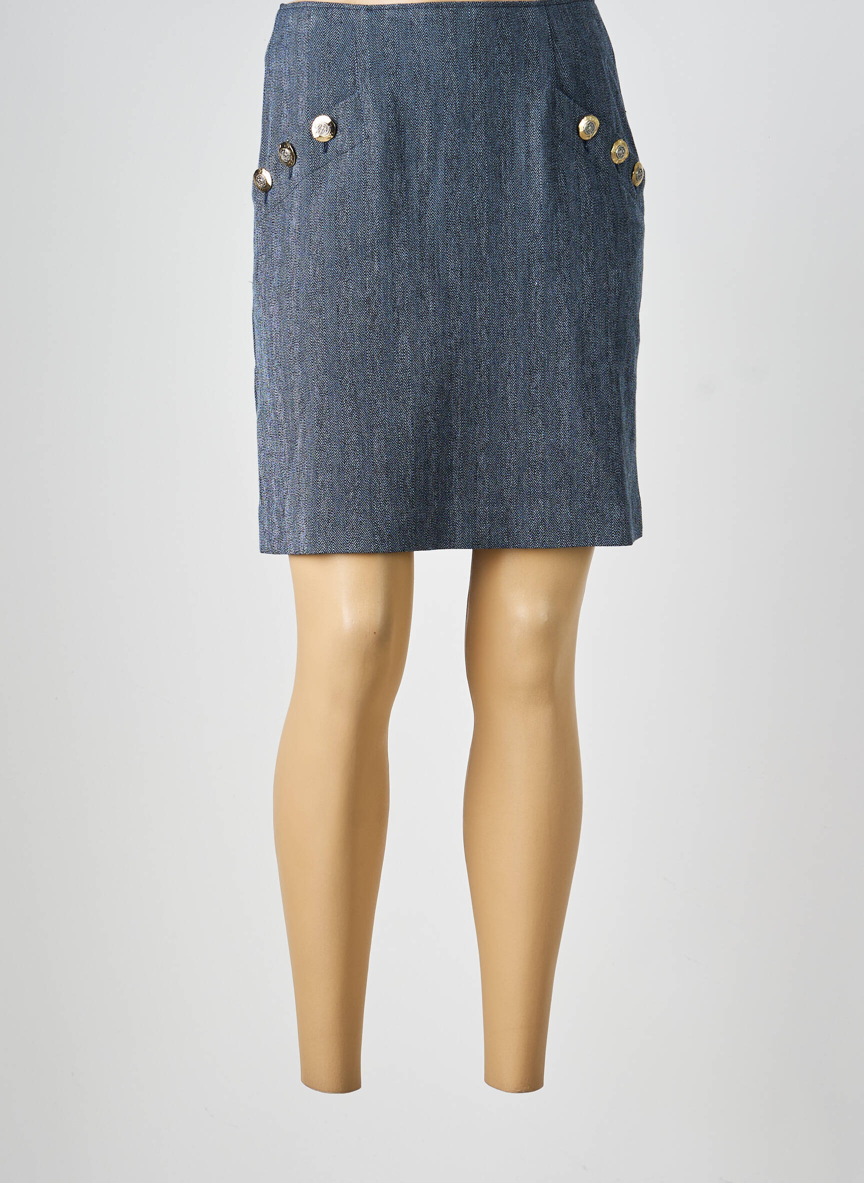 Jupe courte coupe droite bleu EVA KAYAN femme
