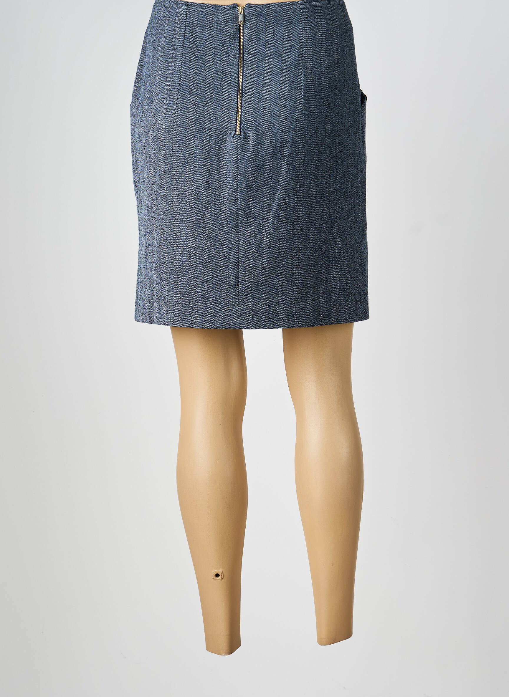 Jupe courte coupe droite bleu EVA KAYAN femme