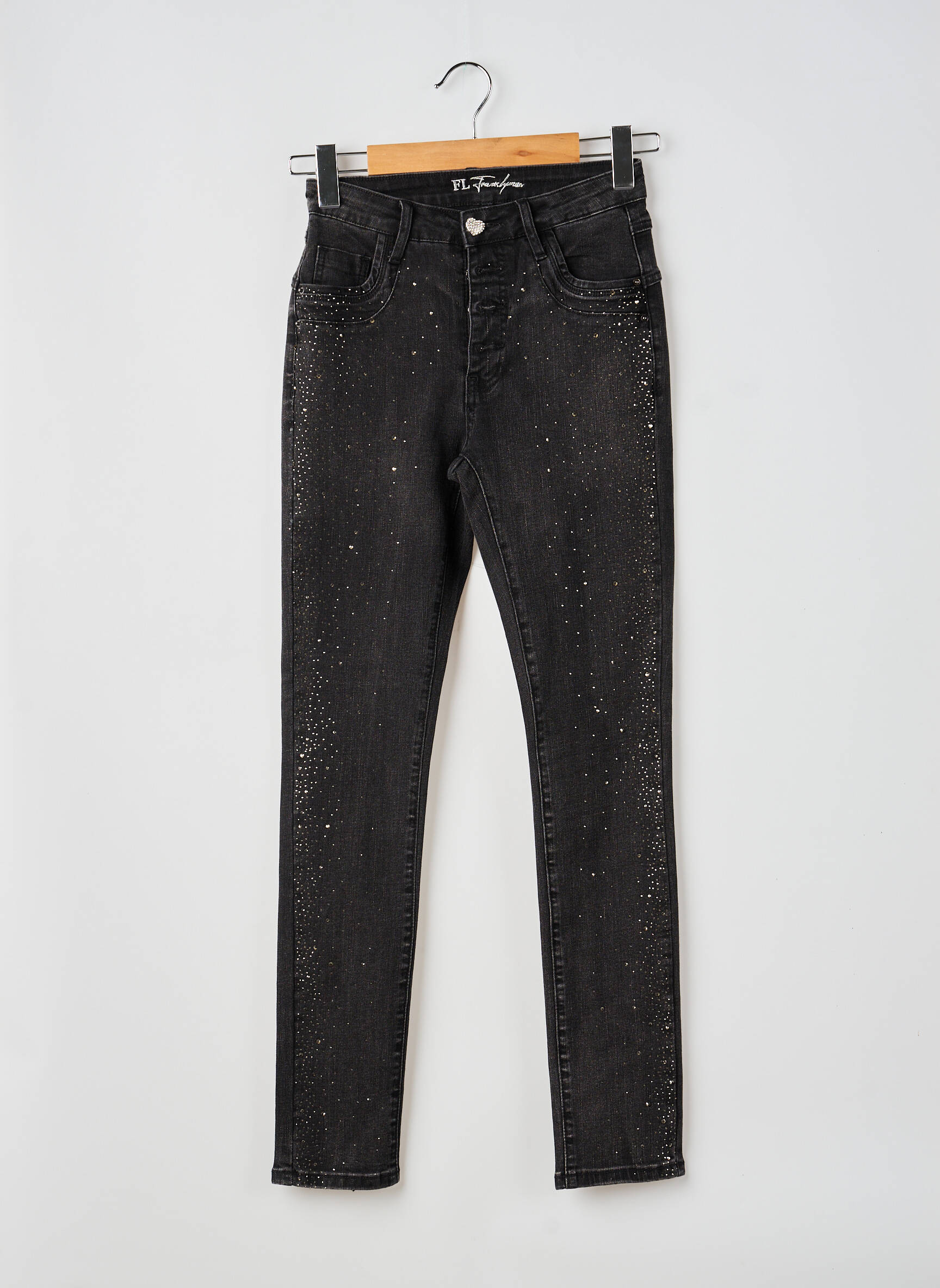 Jeans coupe slim stretch taille normale noir FRANK LYMAN femme