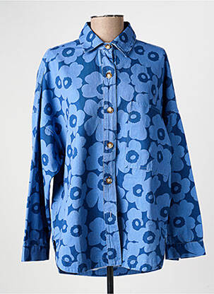 Chemisier imprimé fleurs manches longues bleu EMI-JO femme