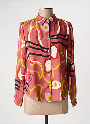 Chemisier tissage crêpe manches longues rose GARCONNE femme