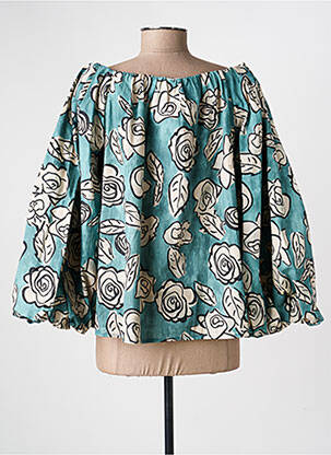 Blouse tissage popeline manches 3/4 vert GARCONNE femme