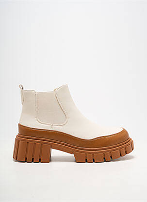 Bottines/boots matière lisse talon de 4 à 6cm beige IDEAL SHOES femme