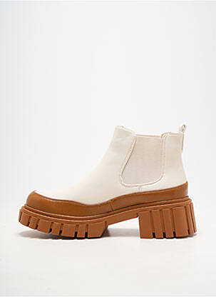 Bottines/boots matière lisse talon de 4 à 6cm beige IDEAL SHOES femme