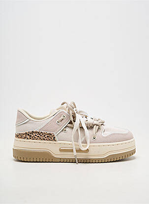 Baskets bout rond talon plat jusqu'à 3cm beige MARQUIIZ femme