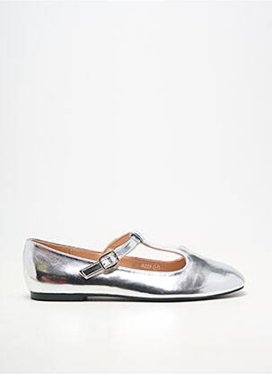 Ballerines matière lisse talon plat jusqu'à 3cm argent C'M PARIS femme