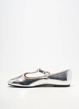 Ballerines matière lisse talon plat jusqu'à 3cm argent C'M PARIS femme
