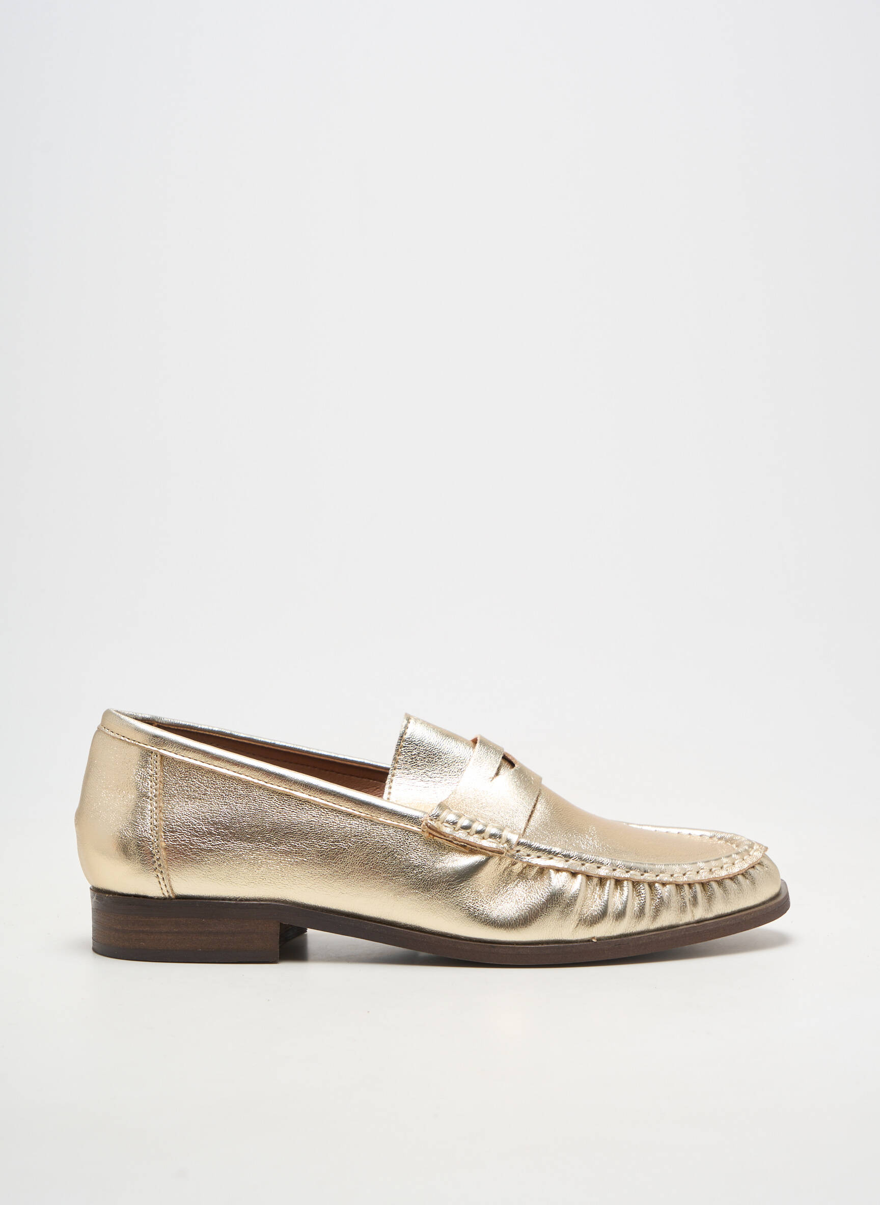 Mocassins matière lisse talon plat jusqu'à 3cm or BELLUCCI femme