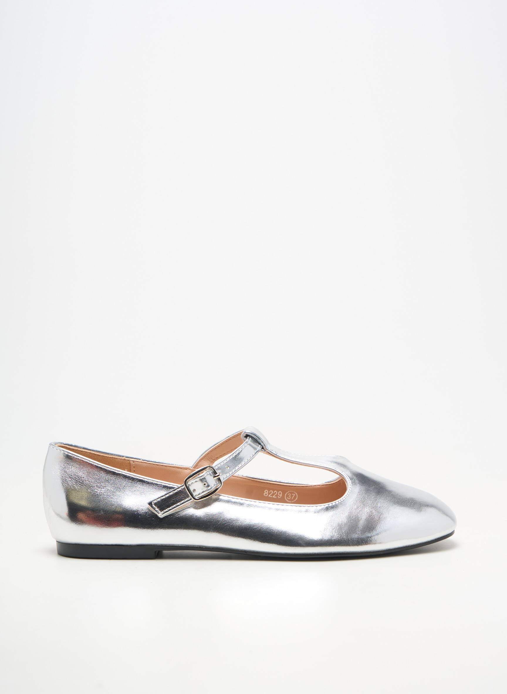 Ballerines matière lisse talon plat jusqu'à 3cm argent C'M PARIS femme