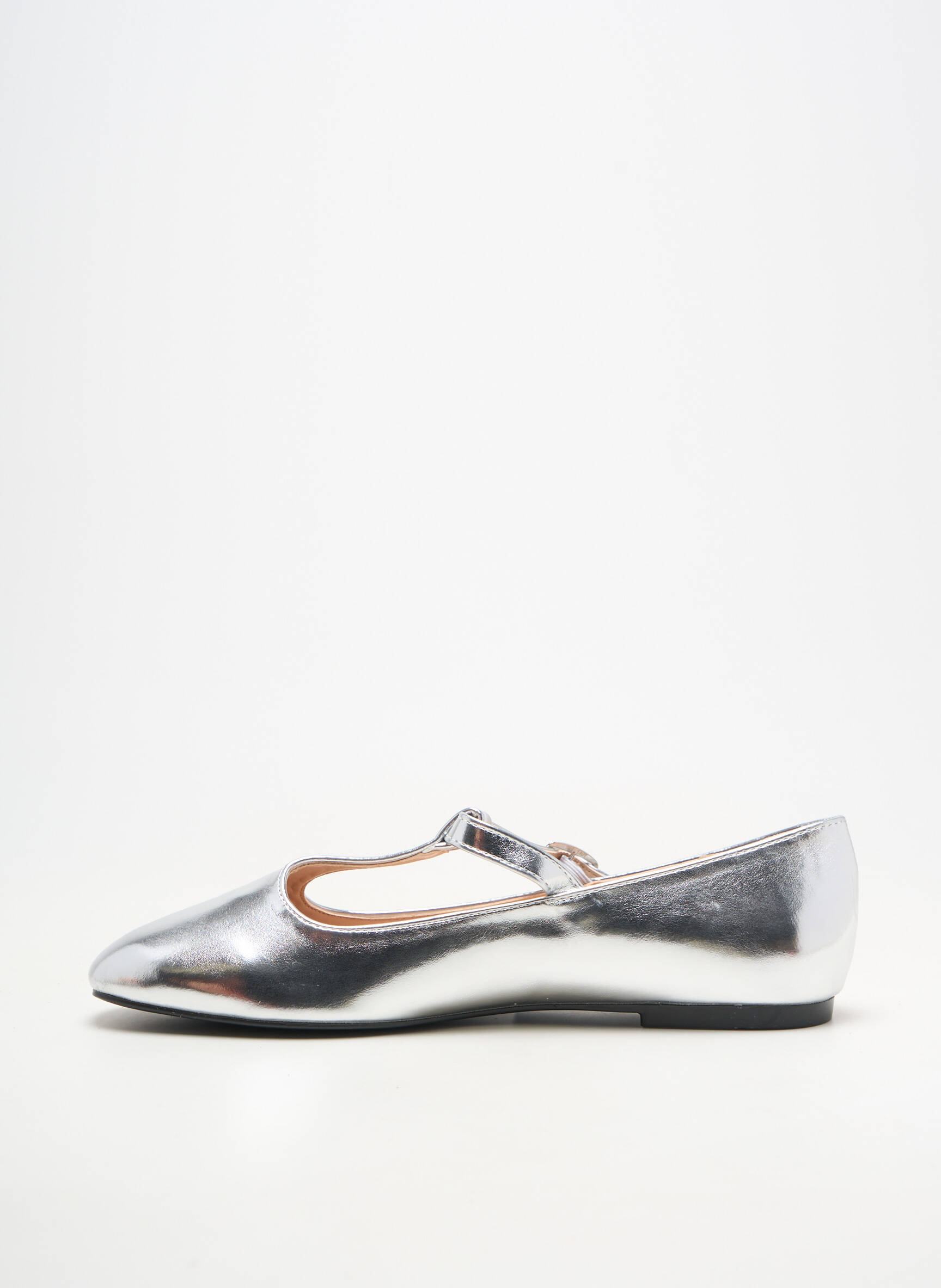Ballerines matière lisse talon plat jusqu'à 3cm argent C'M PARIS femme