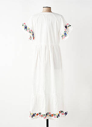 Robe longue coupe évasée manches courtes blanc OBJECT femme