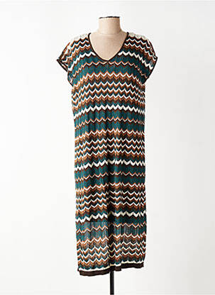 Robe mi-longue manches courtes manches courtes marron VILA femme