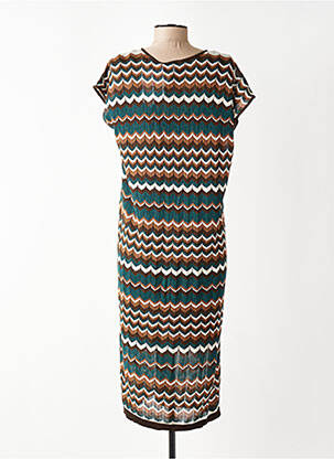 Robe mi-longue manches courtes manches courtes marron VILA femme