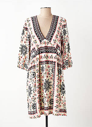 Robe courte manches 3/4 manches 3/4 beige GRACE & MILA femme