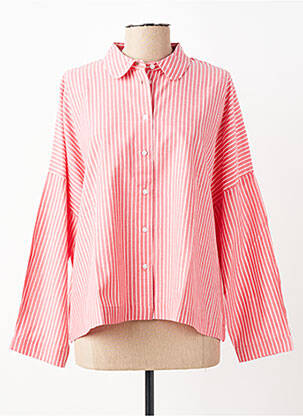 Chemisier tissage popeline manches longues rouge ICJHI femme