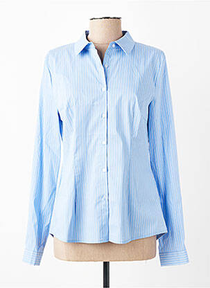 Chemisier coupe cintrée manches longues bleu ICHI femme
