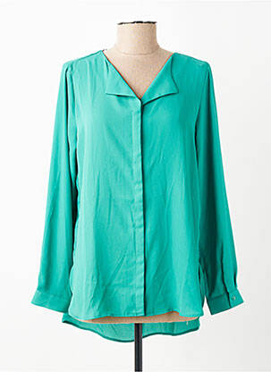 Chemisier tissage crêpe manches longues vert VILA femme
