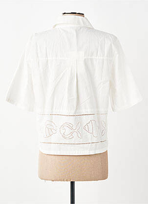 Chemisier tissage crêpe manches courtes blanc THINKING MU femme