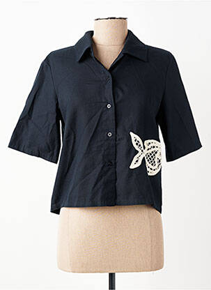 Chemisier coupe droite manches courtes bleu THINKING MU femme