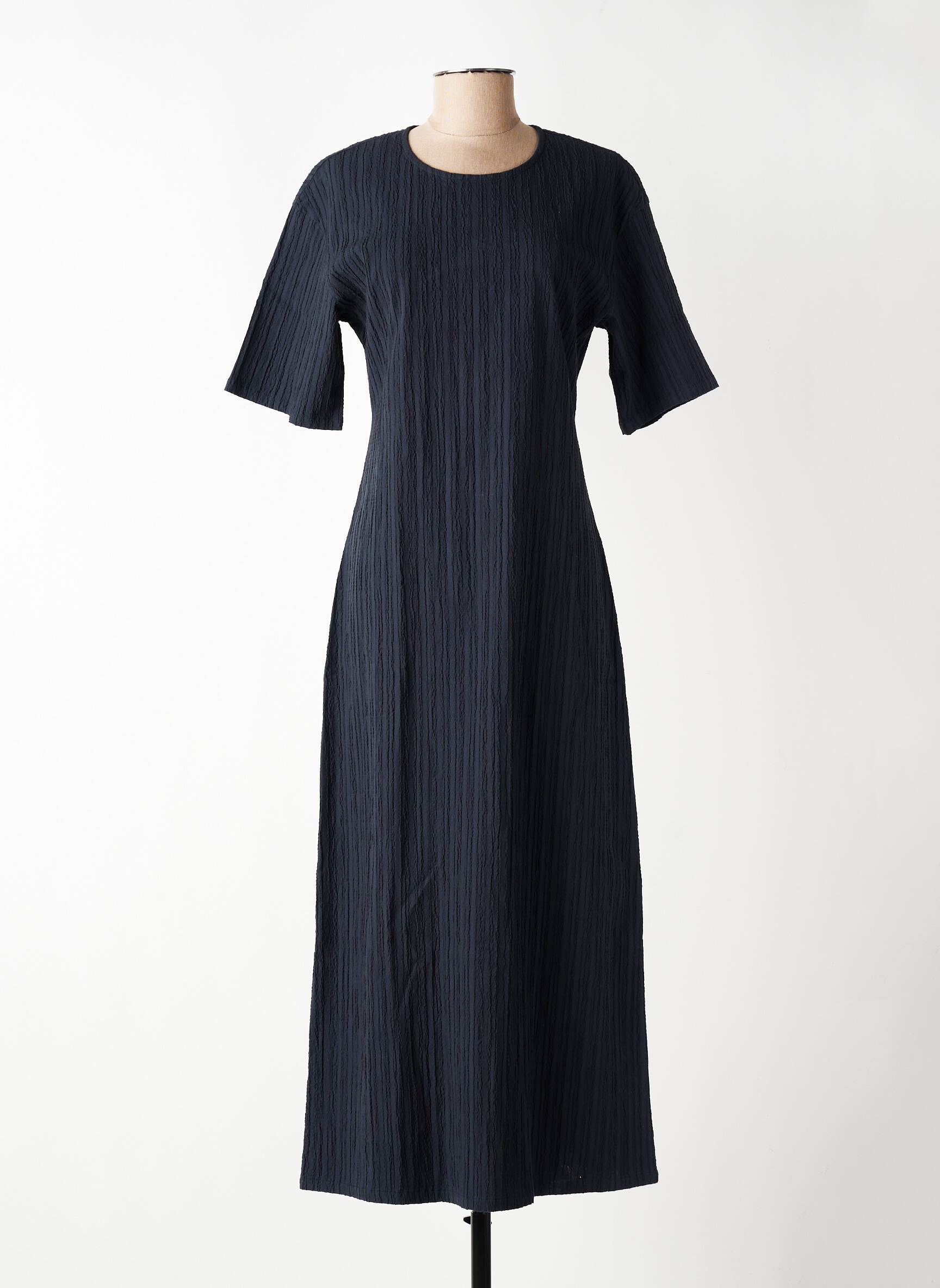 Robe longue manches courtes manches courtes bleu THINKING MU femme