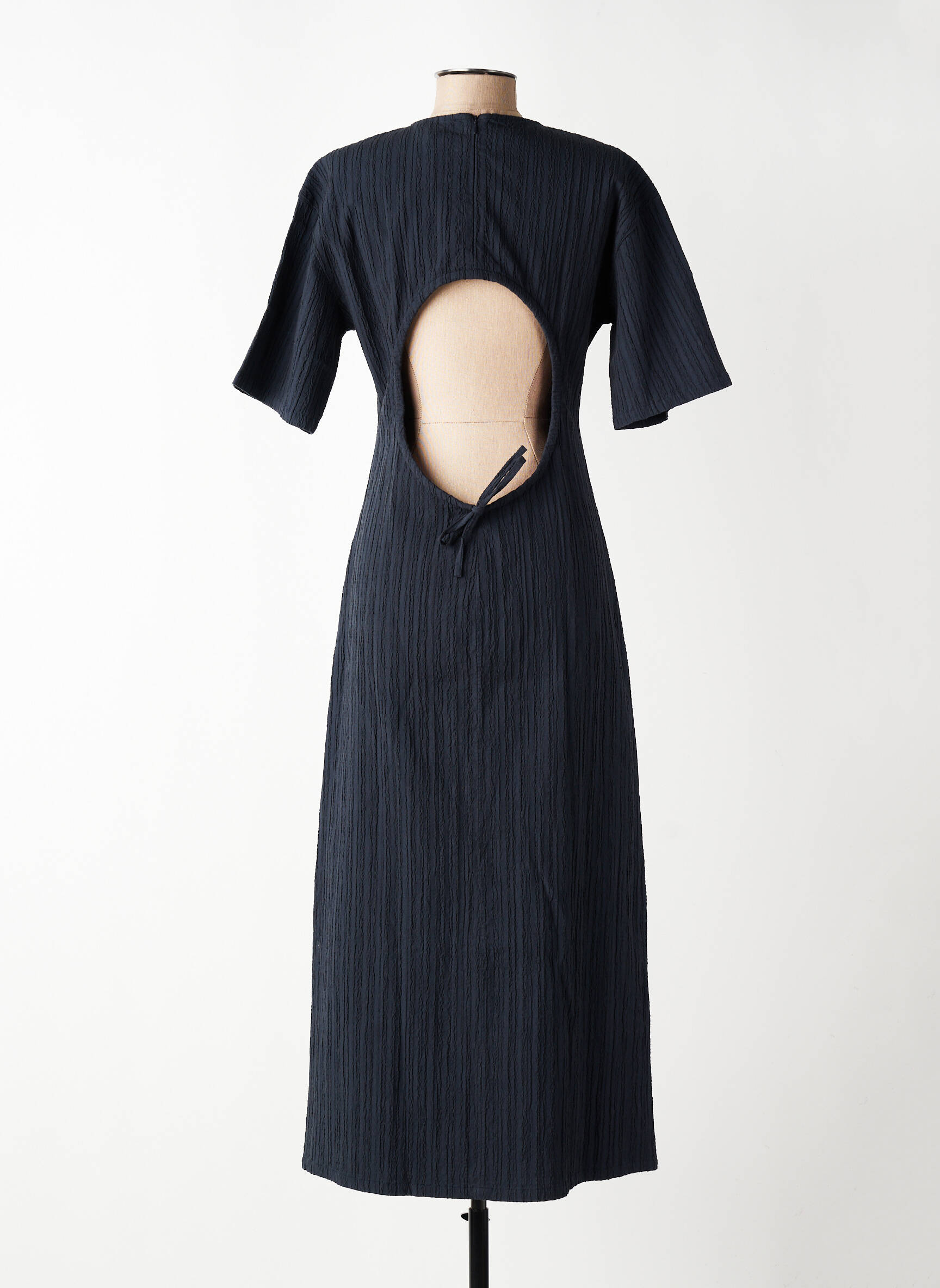 Robe longue manches courtes manches courtes bleu THINKING MU femme