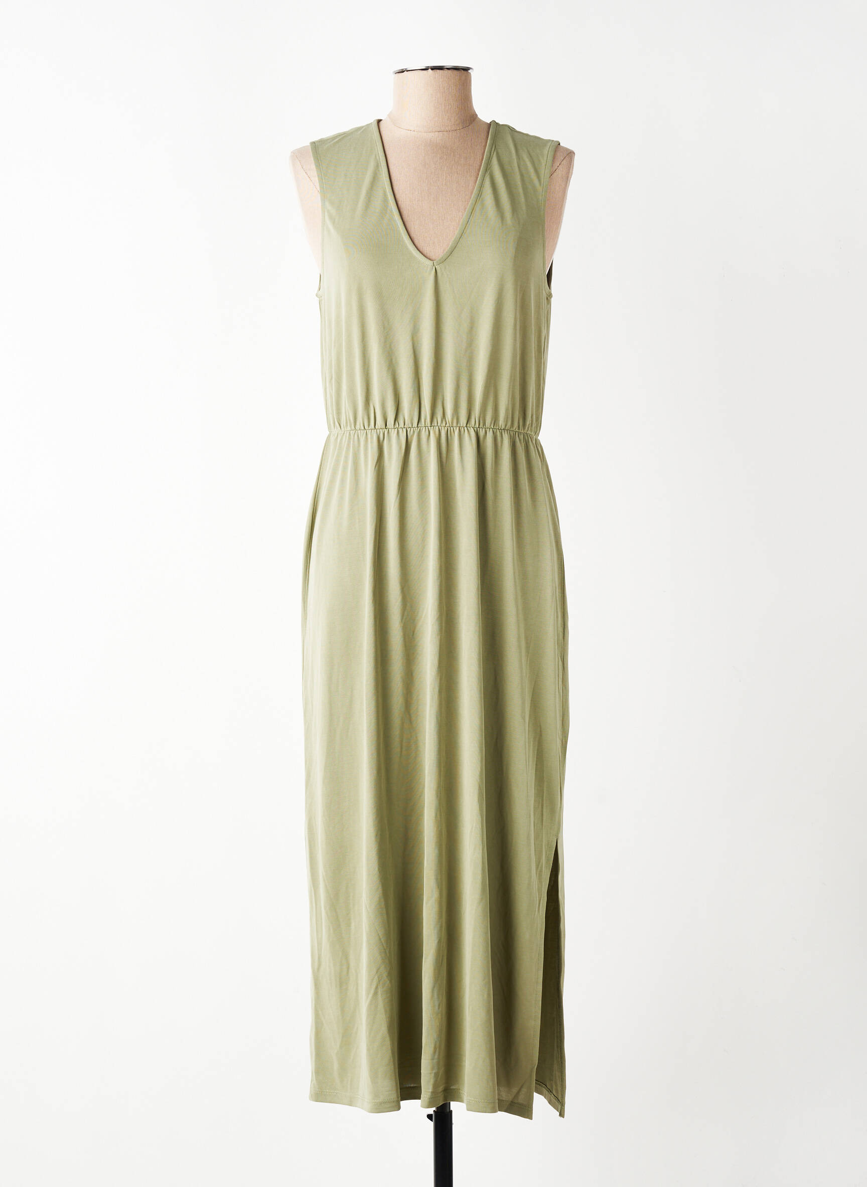 Robe mi-longue coupe fluide sans manche vert VILA femme