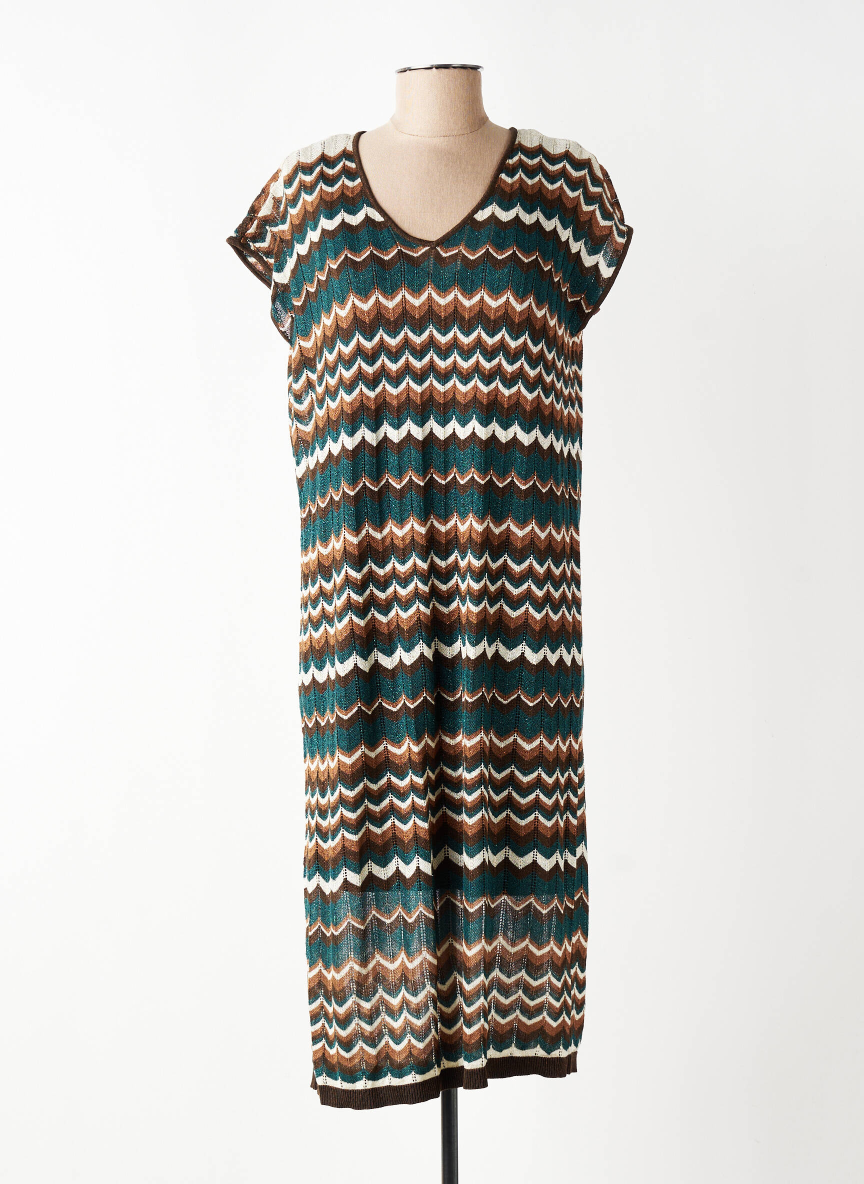 Robe mi-longue manches courtes manches courtes marron VILA femme