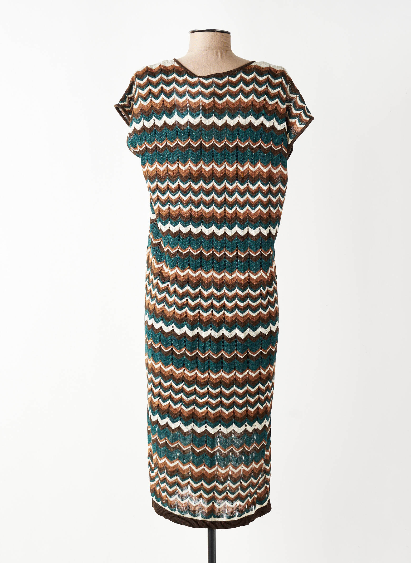 Robe mi-longue manches courtes manches courtes marron VILA femme