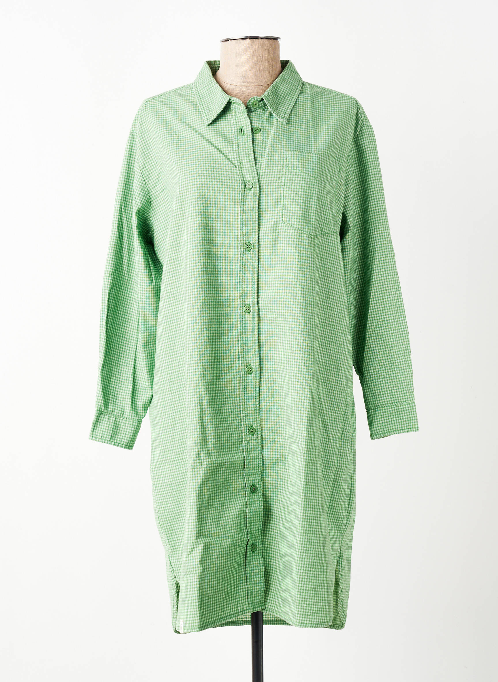 Robe courte manches longues manches longues vert GRAINE femme