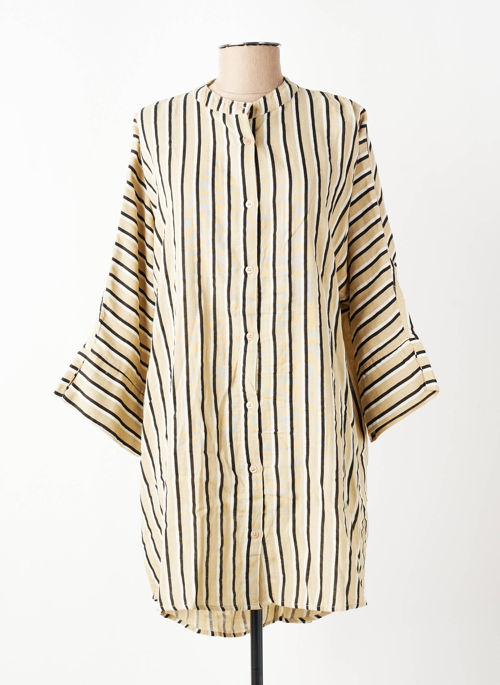 Tunique manches longues fermeture boutonnée sur le devant beige ICHI femme
