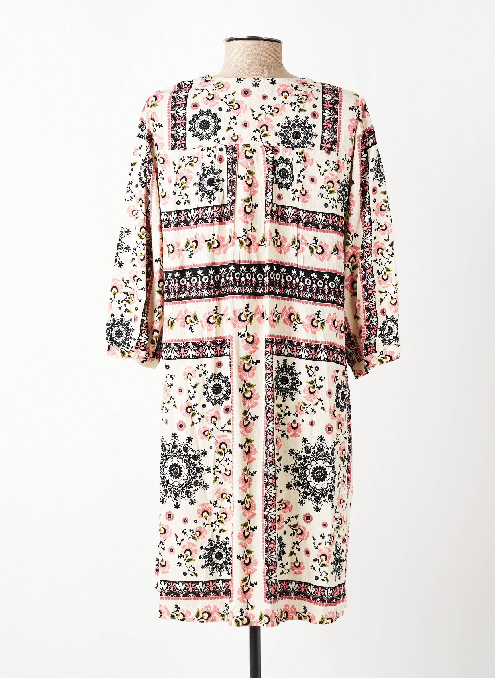 Robe courte manches 3/4 manches 3/4 beige GRACE & MILA femme