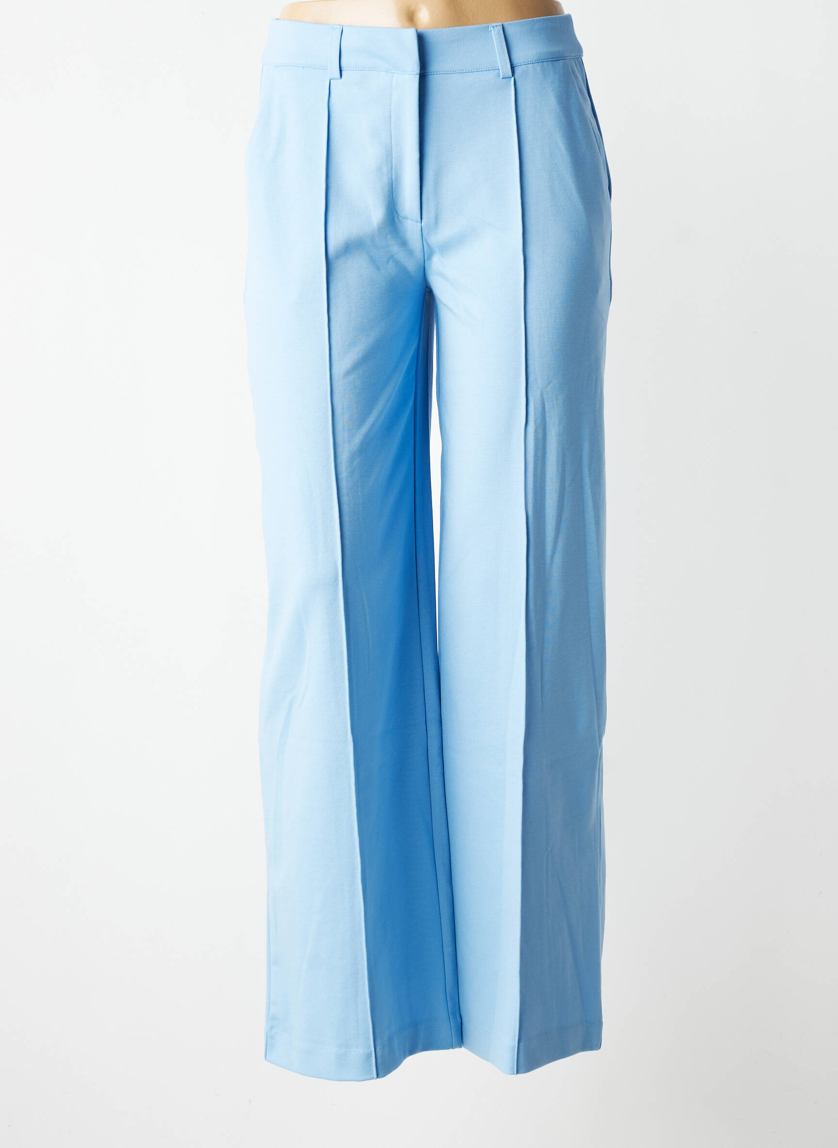 Pantalon large tissage popeline taille normale bleu ICHI femme