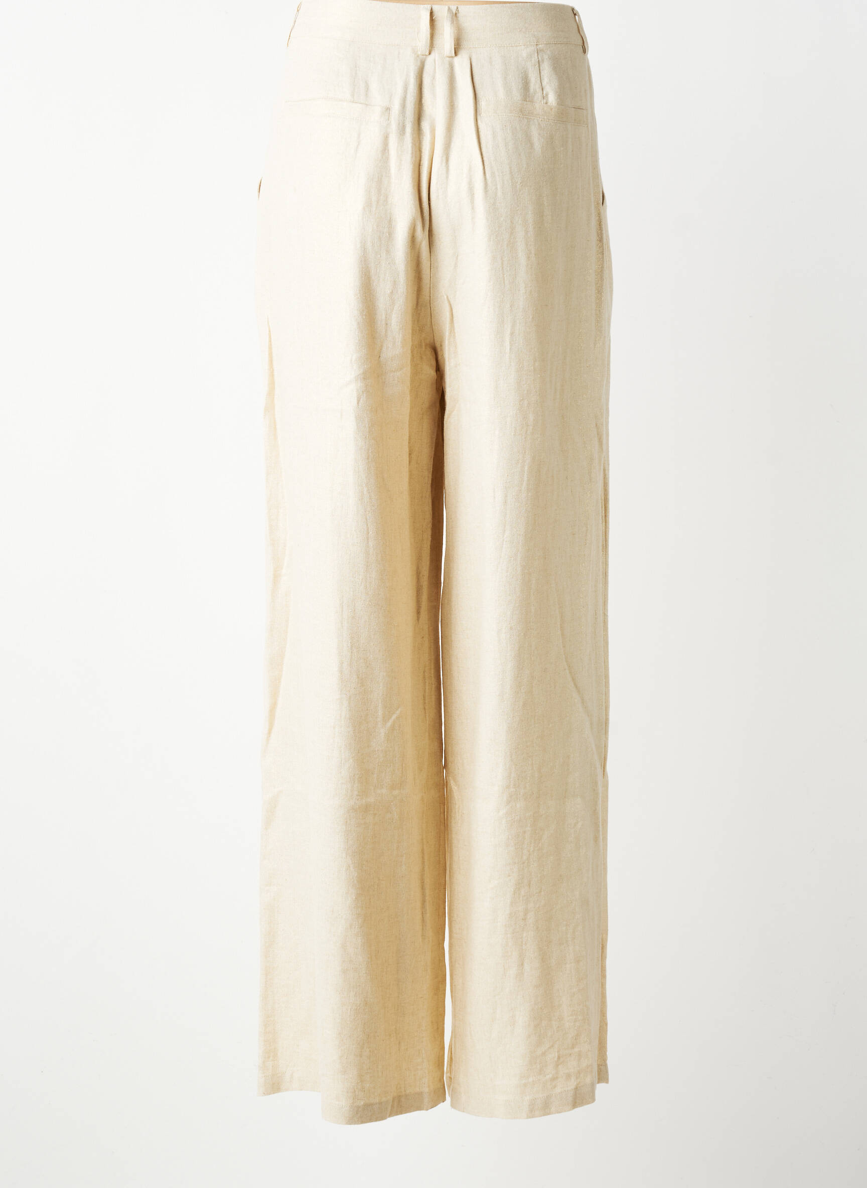 Pantalon large fermeture zippée sous rabat avec crochet taille normale beige LA PETITE ETOILE femme