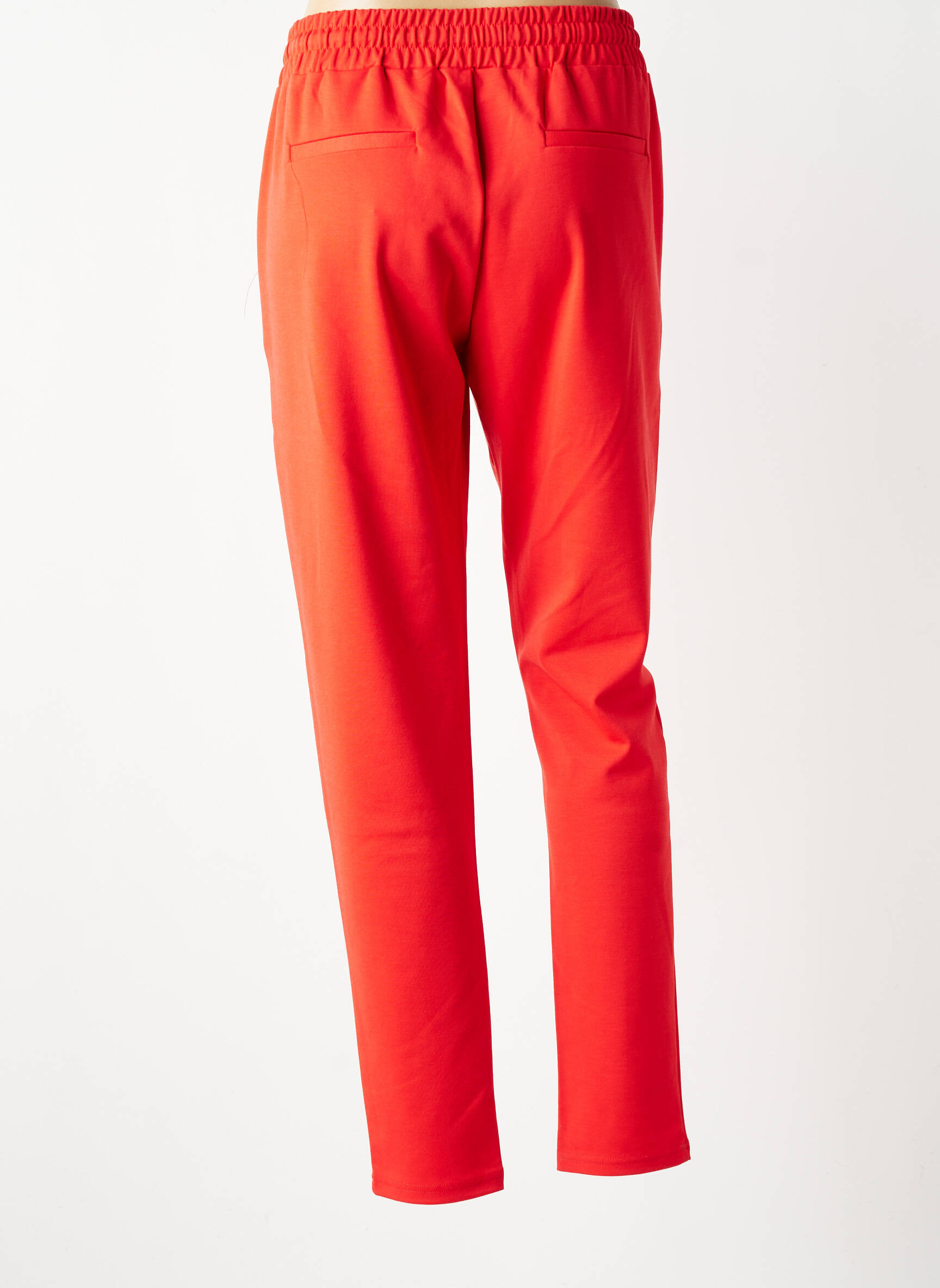 Pantalon droit stretch taille normale rouge ICHI femme
