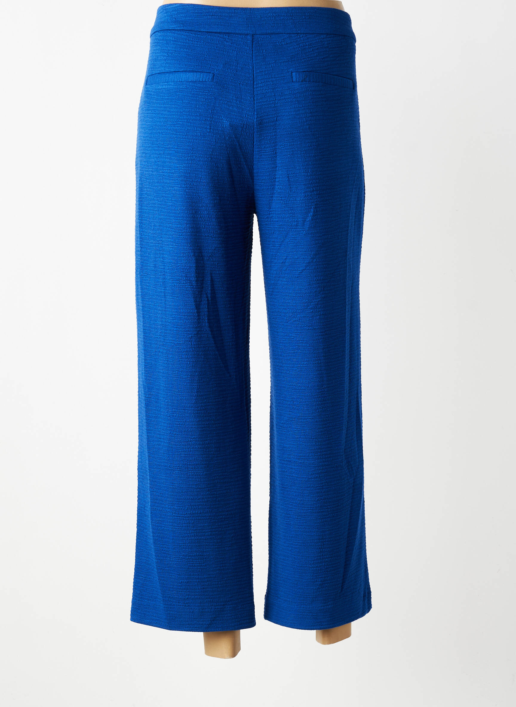 Pantalon large fermeture zippée sous rabat boutonné taille normale bleu ICHI femme