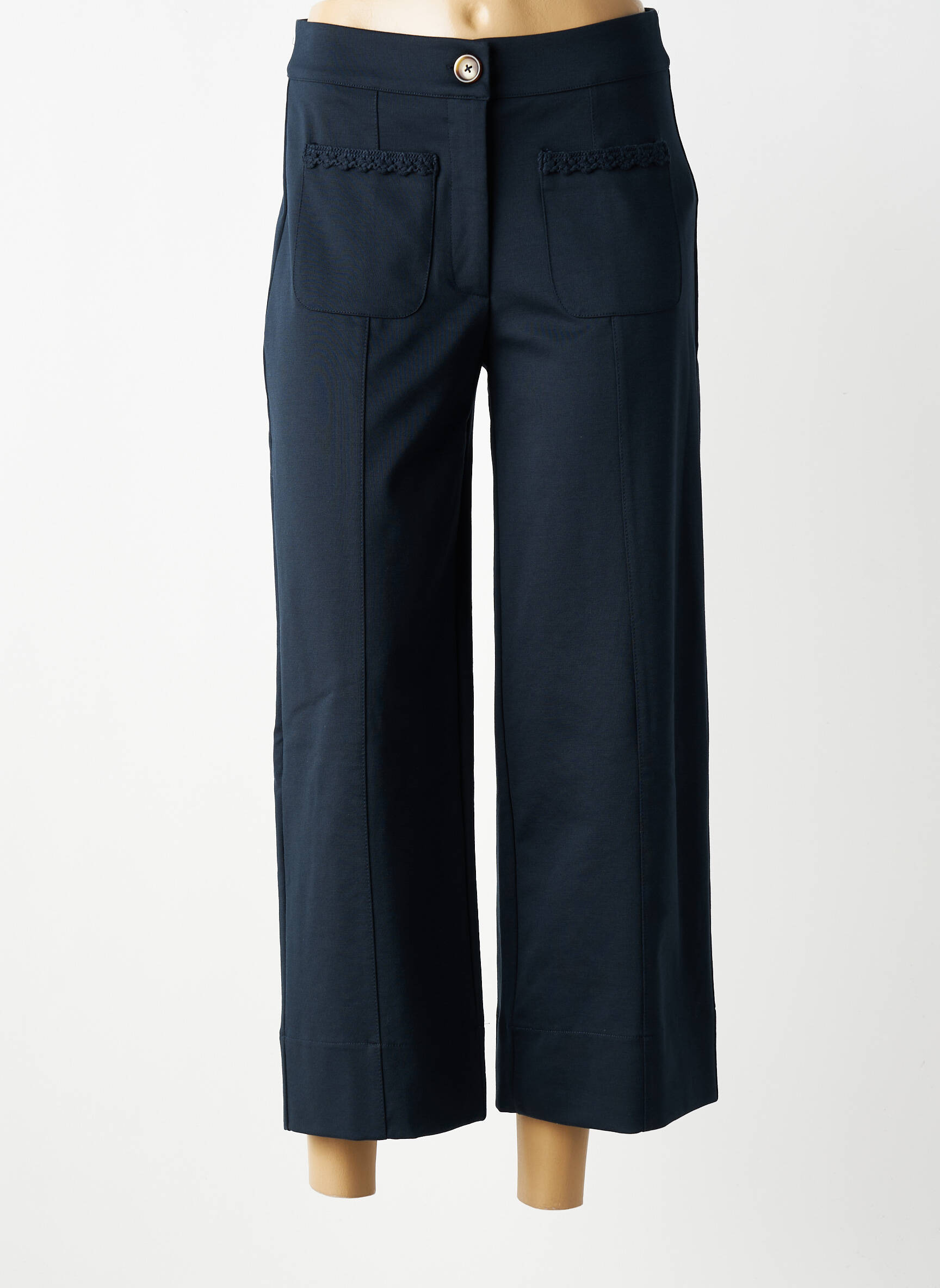 Pantalon 7/8 stretch taille normale bleu ICHI femme