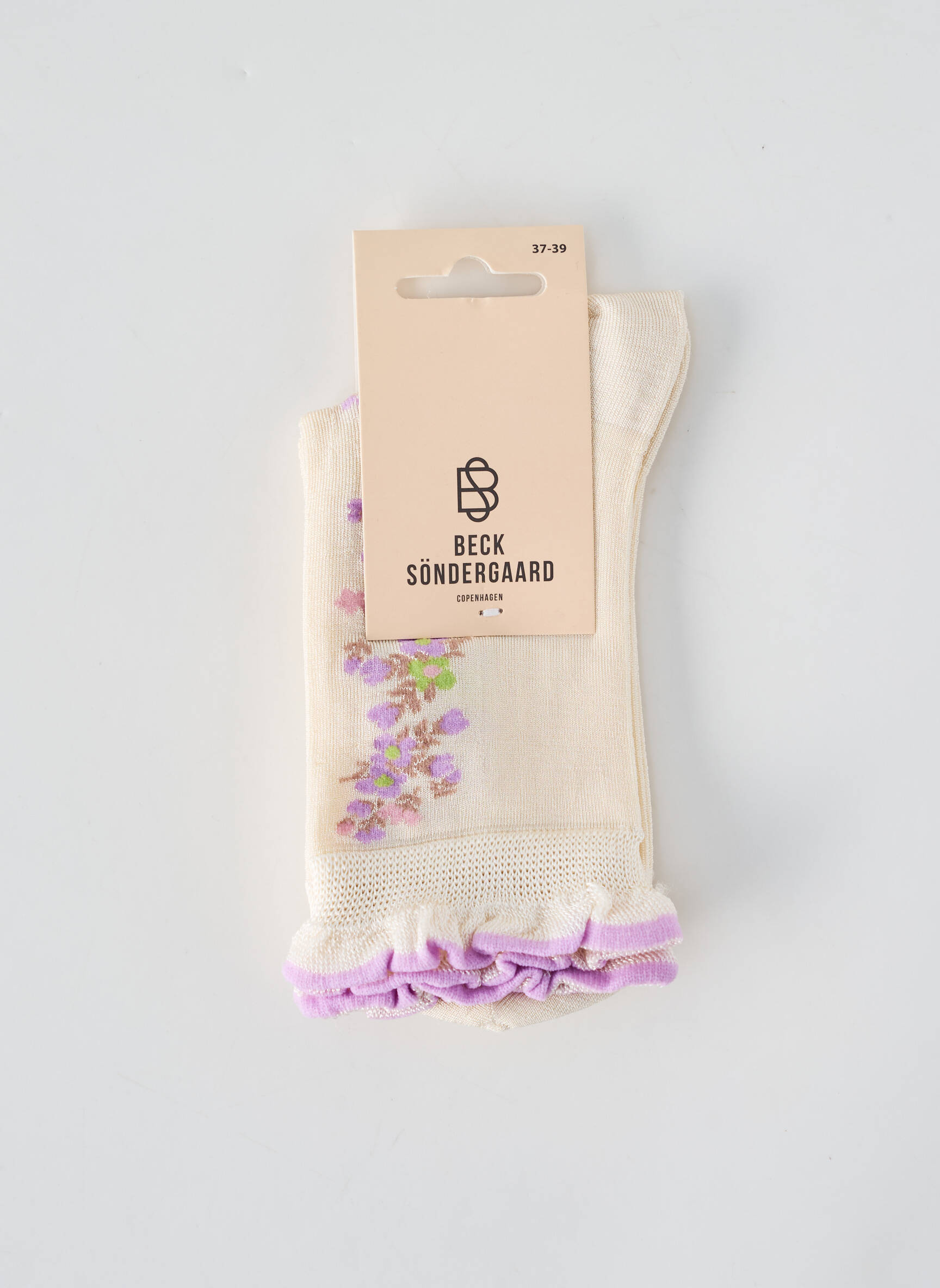 Chaussettes maille fine beige BECK SONDERGAARD femme
