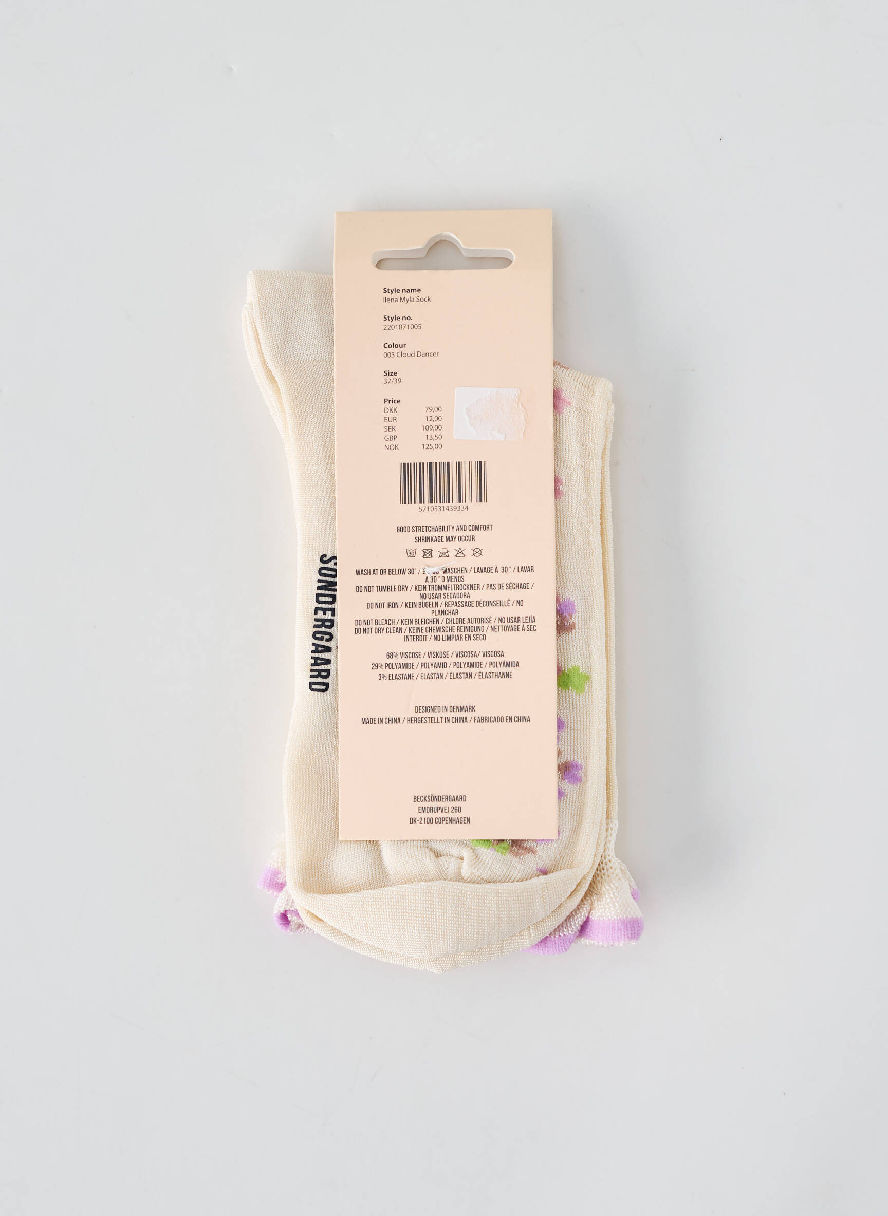 Chaussettes maille fine beige BECK SONDERGAARD femme
