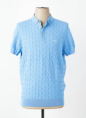 Pull col polo manches courtes bleu NEW ZEALAND AUCKLAND homme