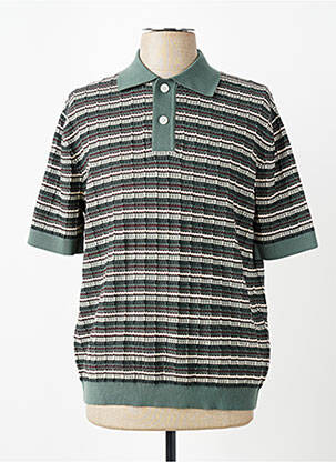 Pull maille souple et aérée manches courtes vert SELECTED homme