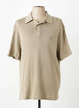 Pull col polo manches courtes beige TOMMY HILFIGER homme