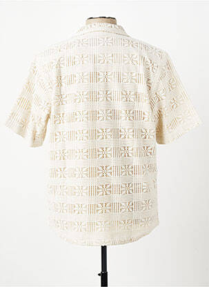 Chemise manches courtes col tailleur beige DSTREZZED homme